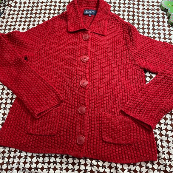 Jones New York Red knit cardigan - Picture 1 of 8